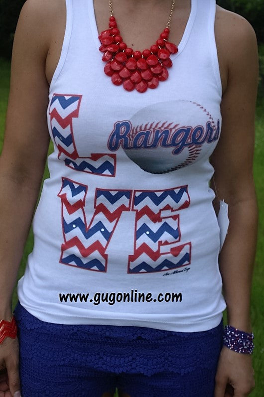 Last Chance Size Small | Love Rangers Fitted White Tank Top - Giddy Up Glamour Boutique