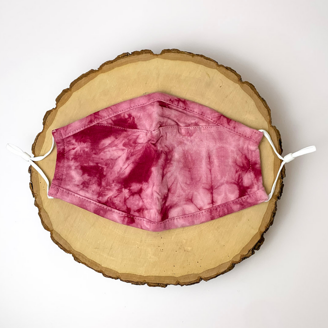 Safe and Sassy Face Covering in Mauve Pink Tie Dye with White Straps - Giddy Up Glamour Boutique