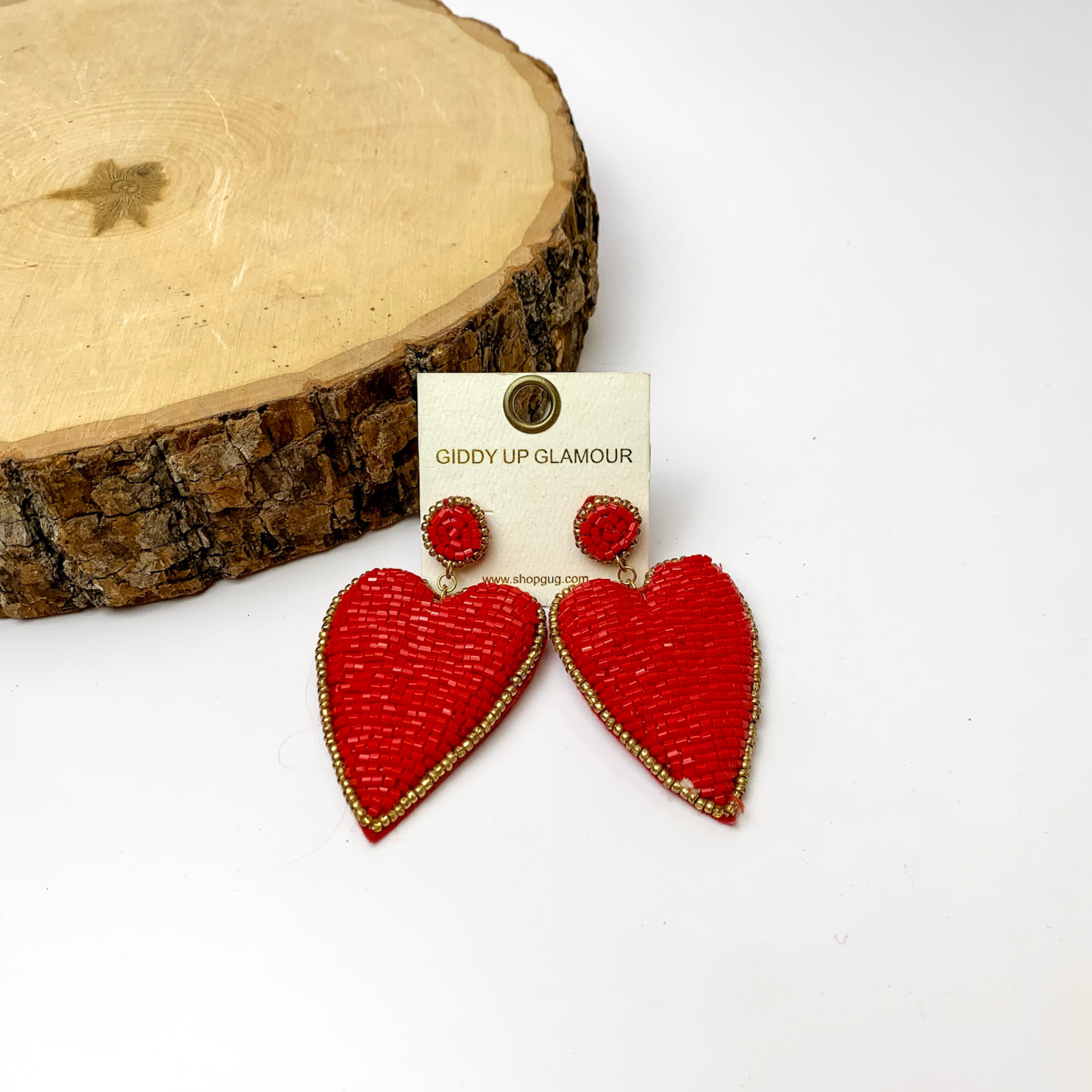 Mending Hearts Beaded Earrings in Red - Giddy Up Glamour Boutique