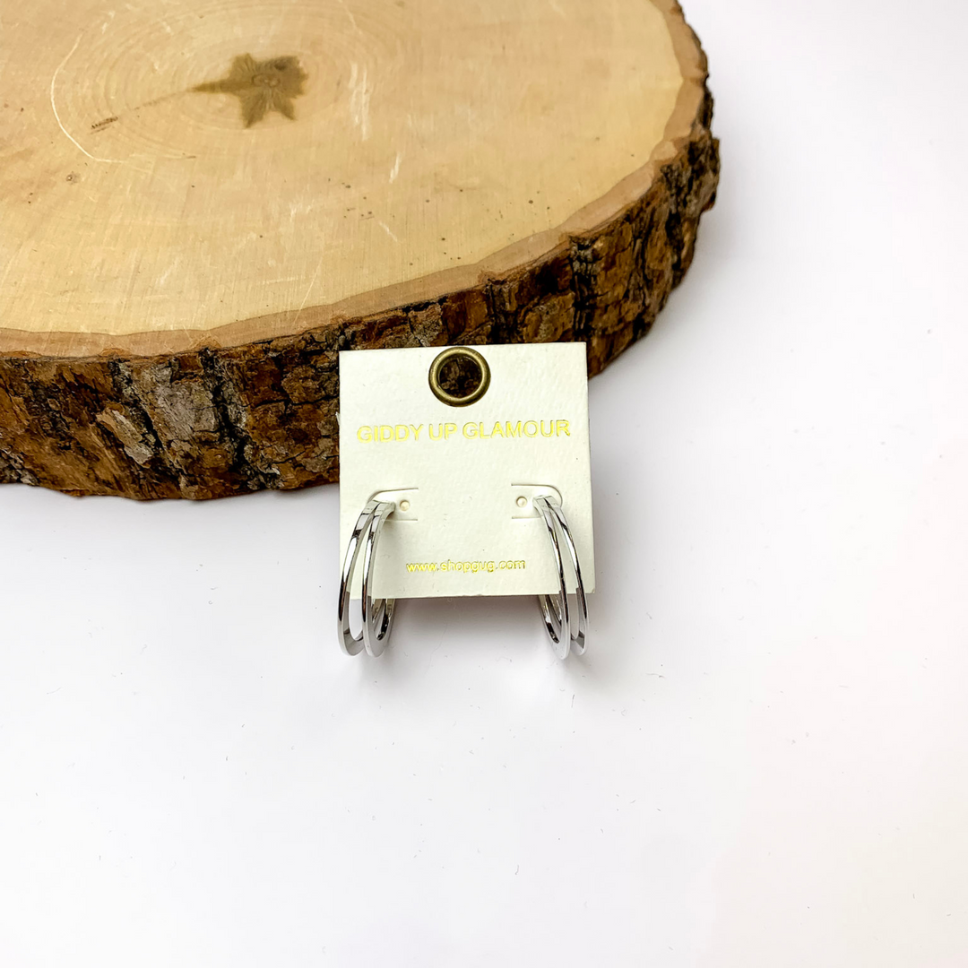 Double Hoop Earrings in Silver - Giddy Up Glamour Boutique