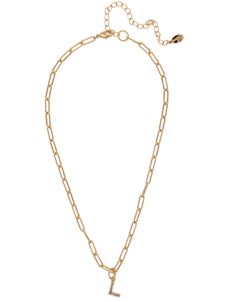 Sorrelli | Initial Pendant Necklace in Bright Gold Tone and Crystal - Giddy Up Glamour Boutique