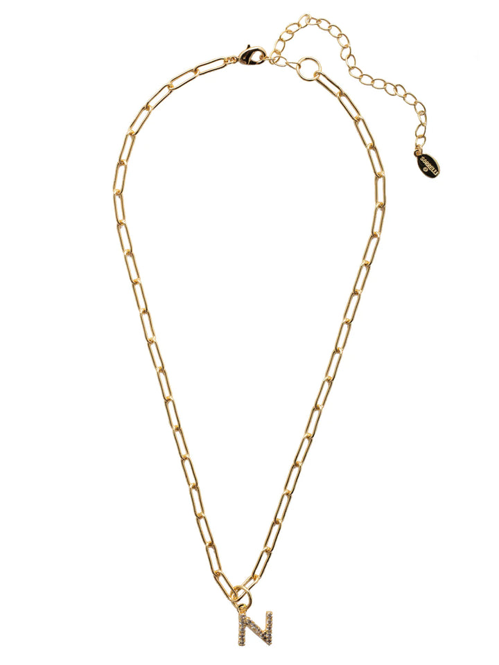 Sorrelli | Initial Pendant Necklace in Bright Gold Tone and Crystal - Giddy Up Glamour Boutique