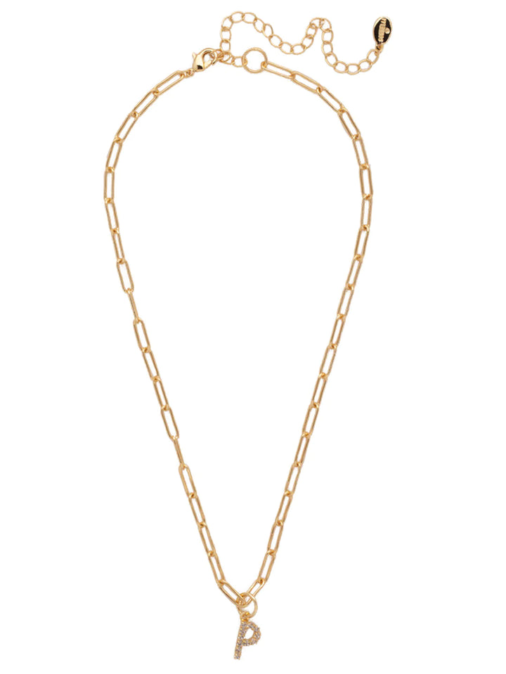 Sorrelli | Initial Pendant Necklace in Bright Gold Tone and Crystal - Giddy Up Glamour Boutique