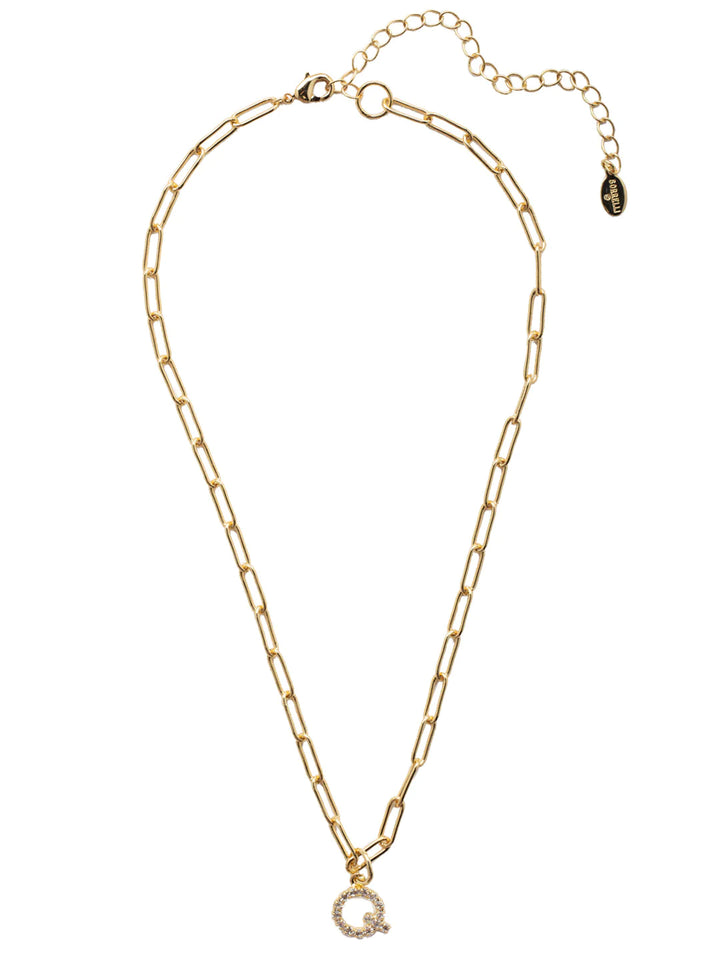 Sorrelli | Initial Pendant Necklace in Bright Gold Tone and Crystal - Giddy Up Glamour Boutique