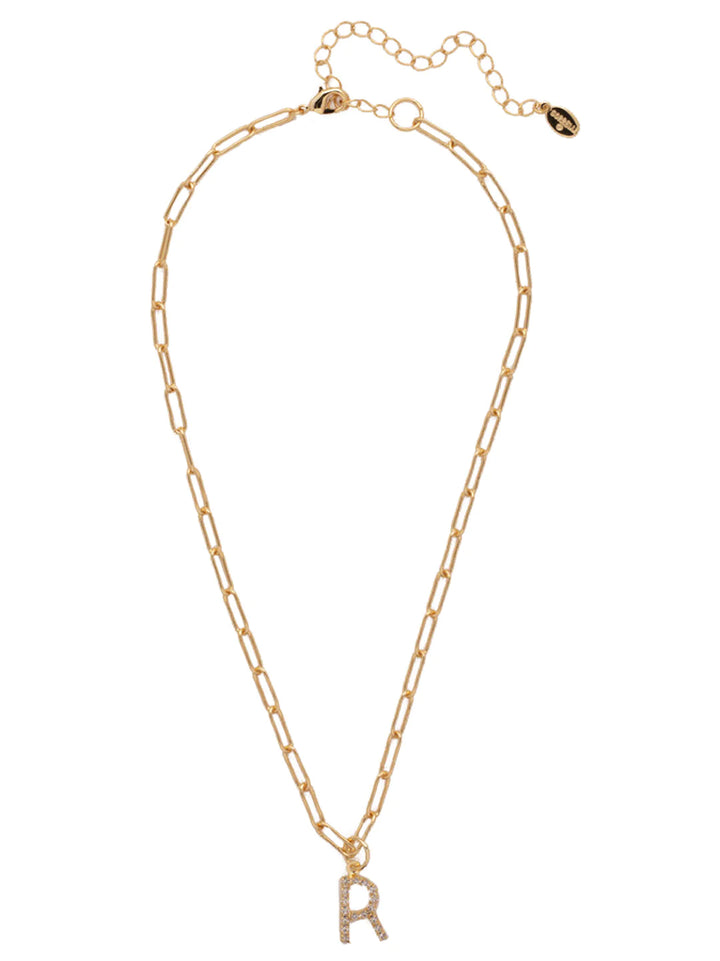 Sorrelli | Initial Pendant Necklace in Bright Gold Tone and Crystal - Giddy Up Glamour Boutique