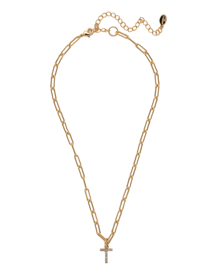 Sorrelli | Initial Pendant Necklace in Bright Gold Tone and Crystal - Giddy Up Glamour Boutique