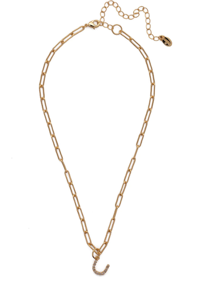 Sorrelli | Initial Pendant Necklace in Bright Gold Tone and Crystal - Giddy Up Glamour Boutique