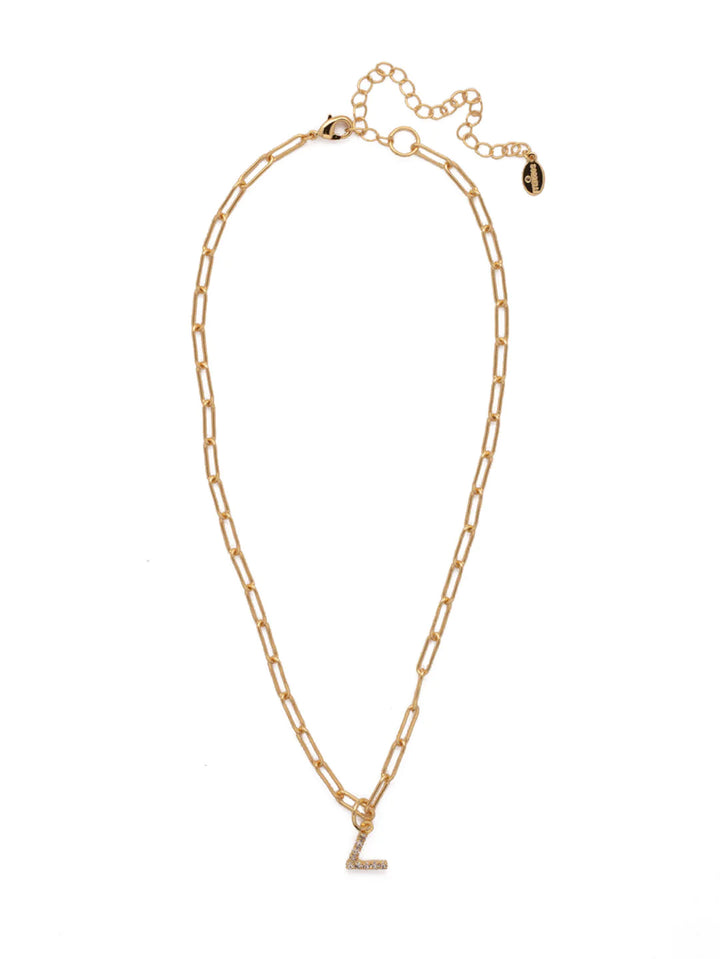 Sorrelli | Initial Pendant Necklace in Bright Gold Tone and Crystal - Giddy Up Glamour Boutique
