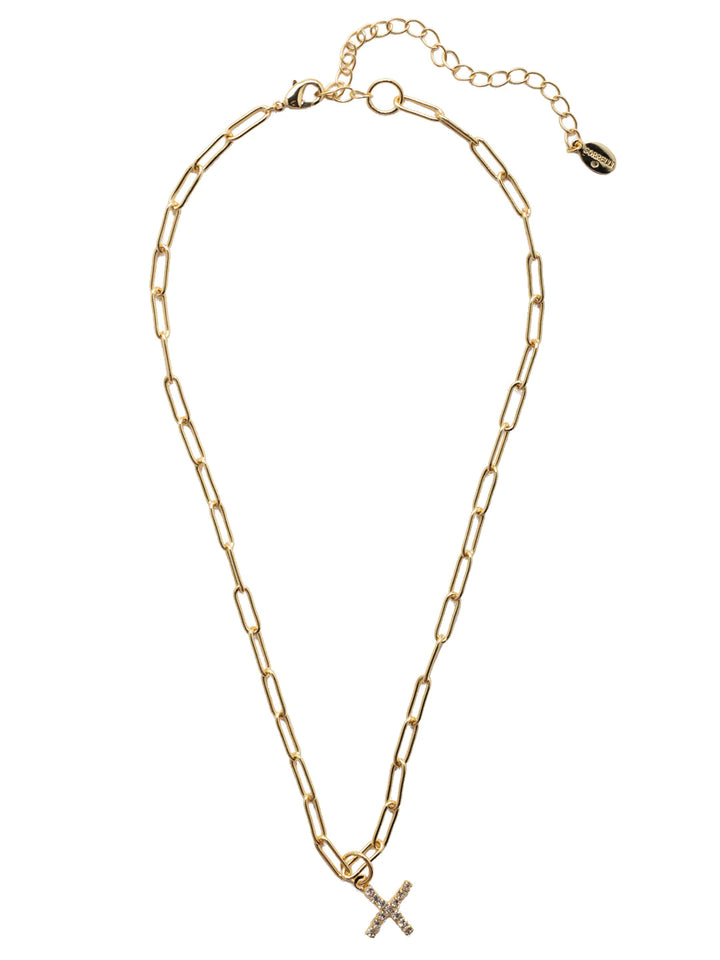 Sorrelli | Initial Pendant Necklace in Bright Gold Tone and Crystal - Giddy Up Glamour Boutique