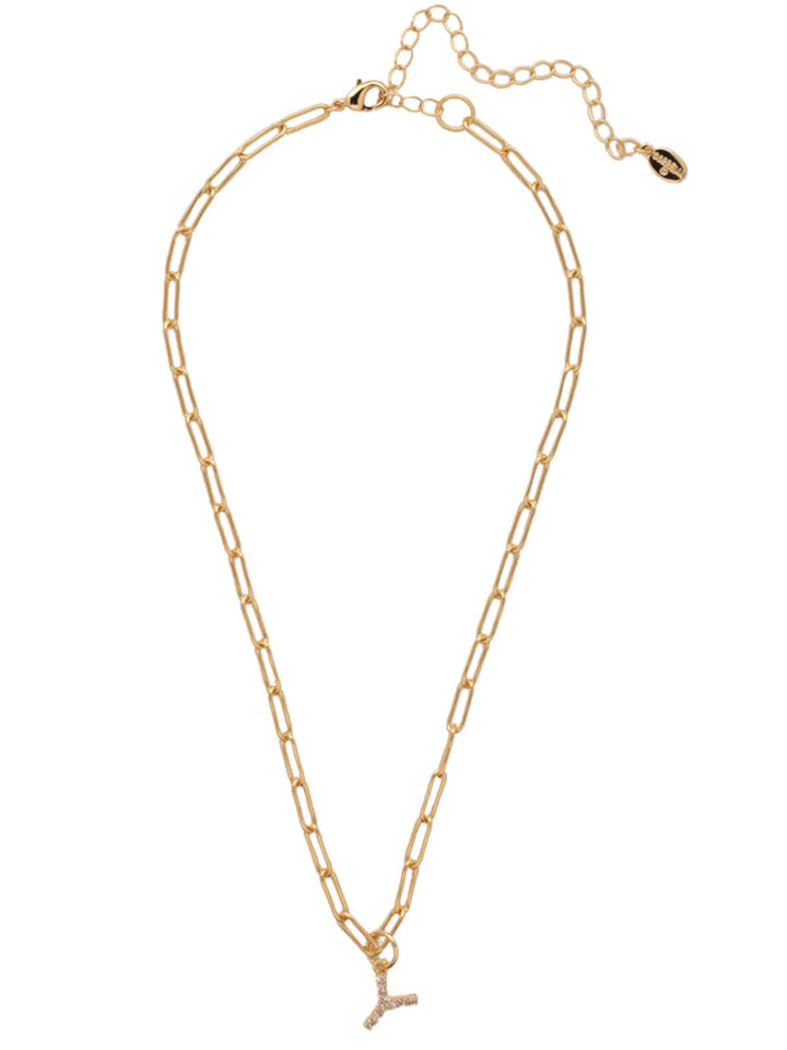 Sorrelli | Initial Pendant Necklace in Bright Gold Tone and Crystal - Giddy Up Glamour Boutique