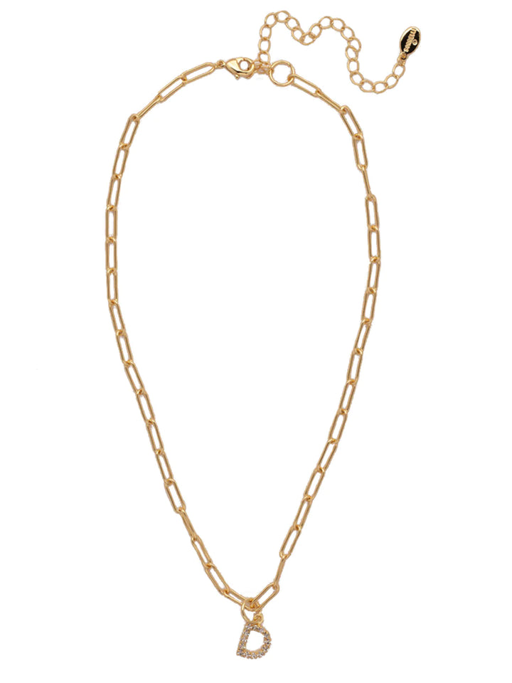 Sorrelli | Initial Pendant Necklace in Bright Gold Tone and Crystal - Giddy Up Glamour Boutique