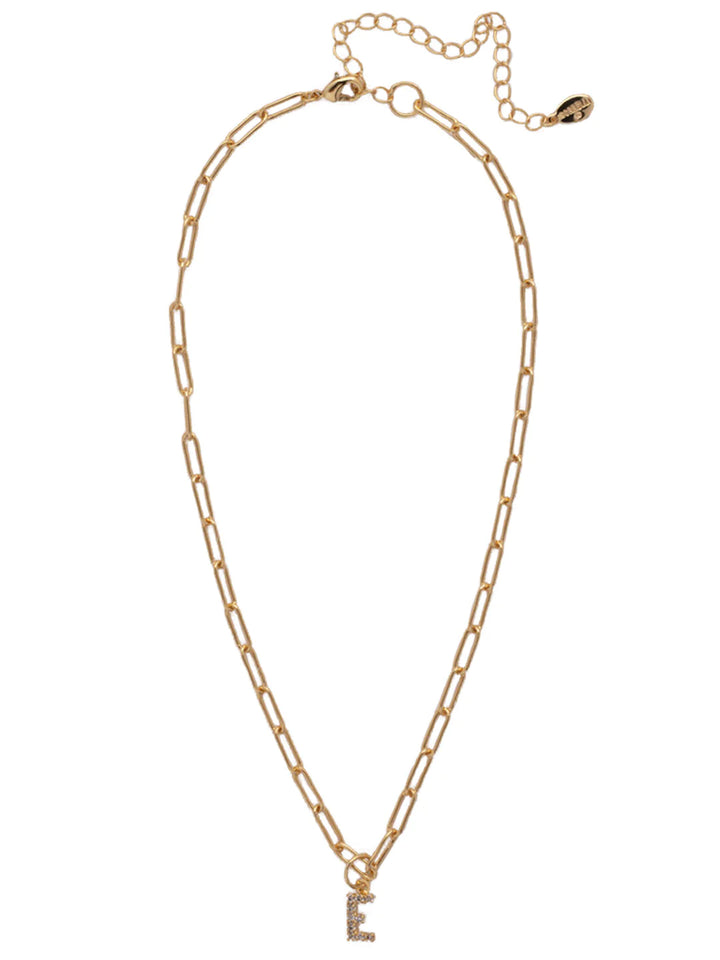 Sorrelli | Initial Pendant Necklace in Bright Gold Tone and Crystal - Giddy Up Glamour Boutique