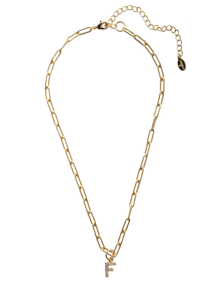 Sorrelli | Initial Pendant Necklace in Bright Gold Tone and Crystal - Giddy Up Glamour Boutique