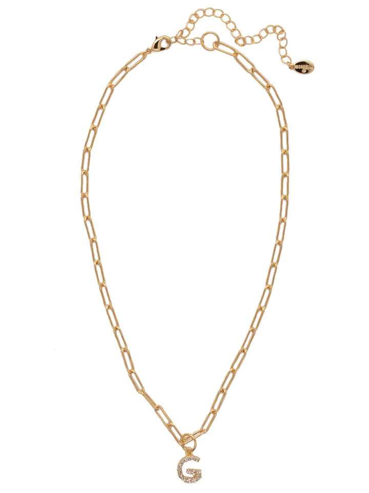 Sorrelli | Initial Pendant Necklace in Bright Gold Tone and Crystal - Giddy Up Glamour Boutique