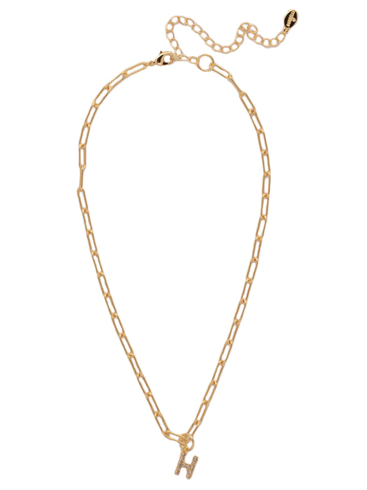 Sorrelli | Initial Pendant Necklace in Bright Gold Tone and Crystal - Giddy Up Glamour Boutique