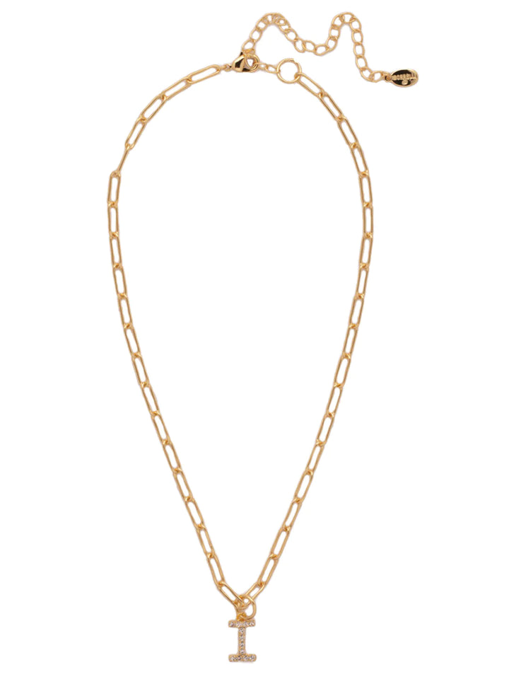 Sorrelli | Initial Pendant Necklace in Bright Gold Tone and Crystal - Giddy Up Glamour Boutique