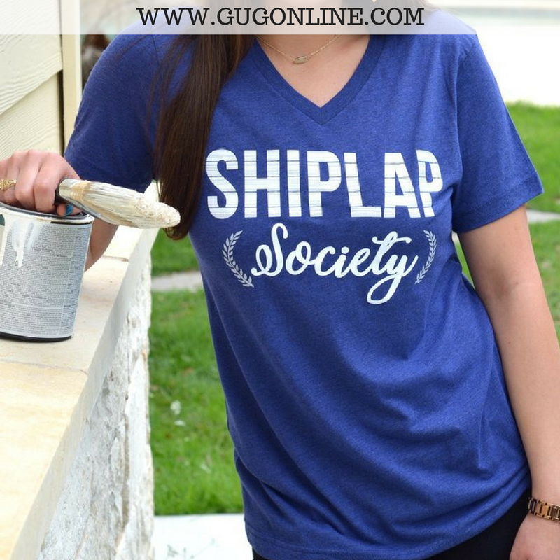 Last Chance Size Small | Shiplap Society Short Sleeve Tee Shirt in Navy Blue - Giddy Up Glamour Boutique