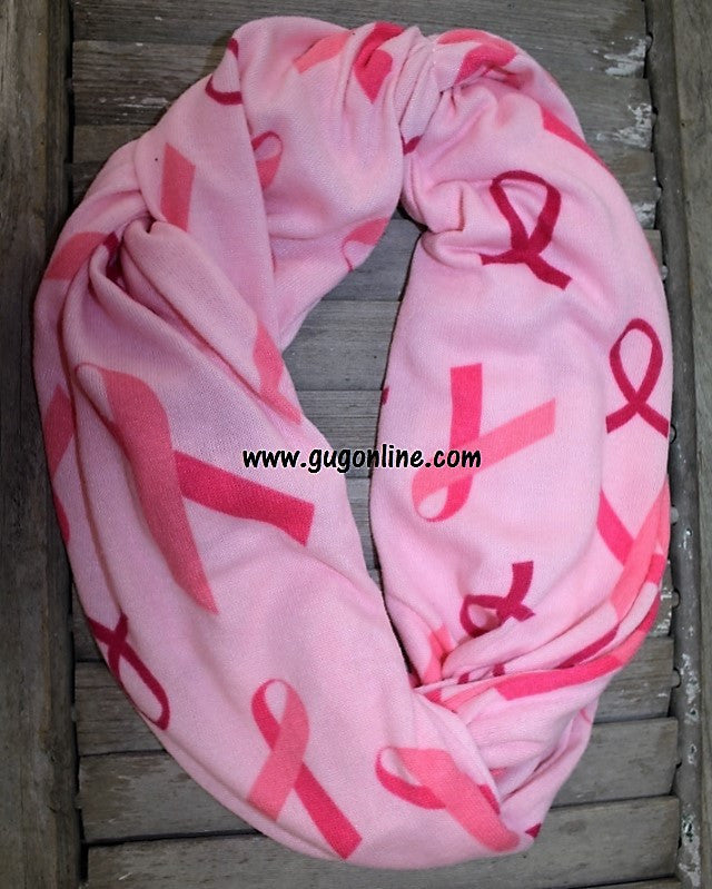 Pink Breast Cancer Ribbon Infinity Scarf - Giddy Up Glamour Boutique