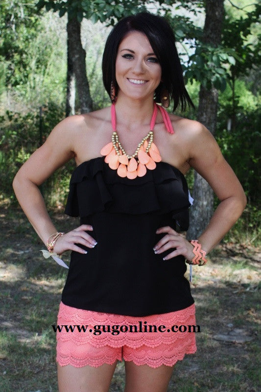 Ruffle Me Up Tube Top in Black - Giddy Up Glamour Boutique