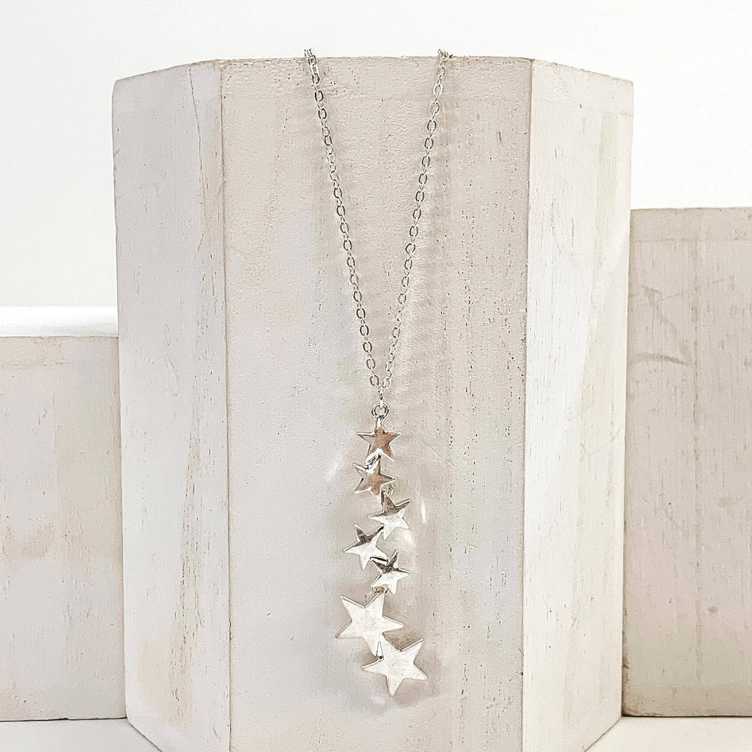 Simple Chain Necklace with Star Drop Pendant in Silver - Giddy Up Glamour Boutique