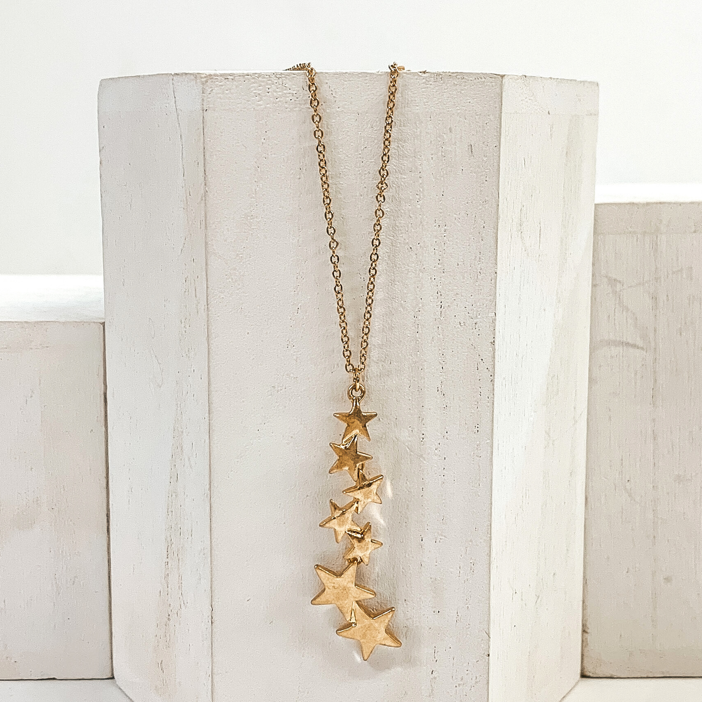 Simple Chain Necklace with Star Drop Pendant in Gold - Giddy Up Glamour Boutique