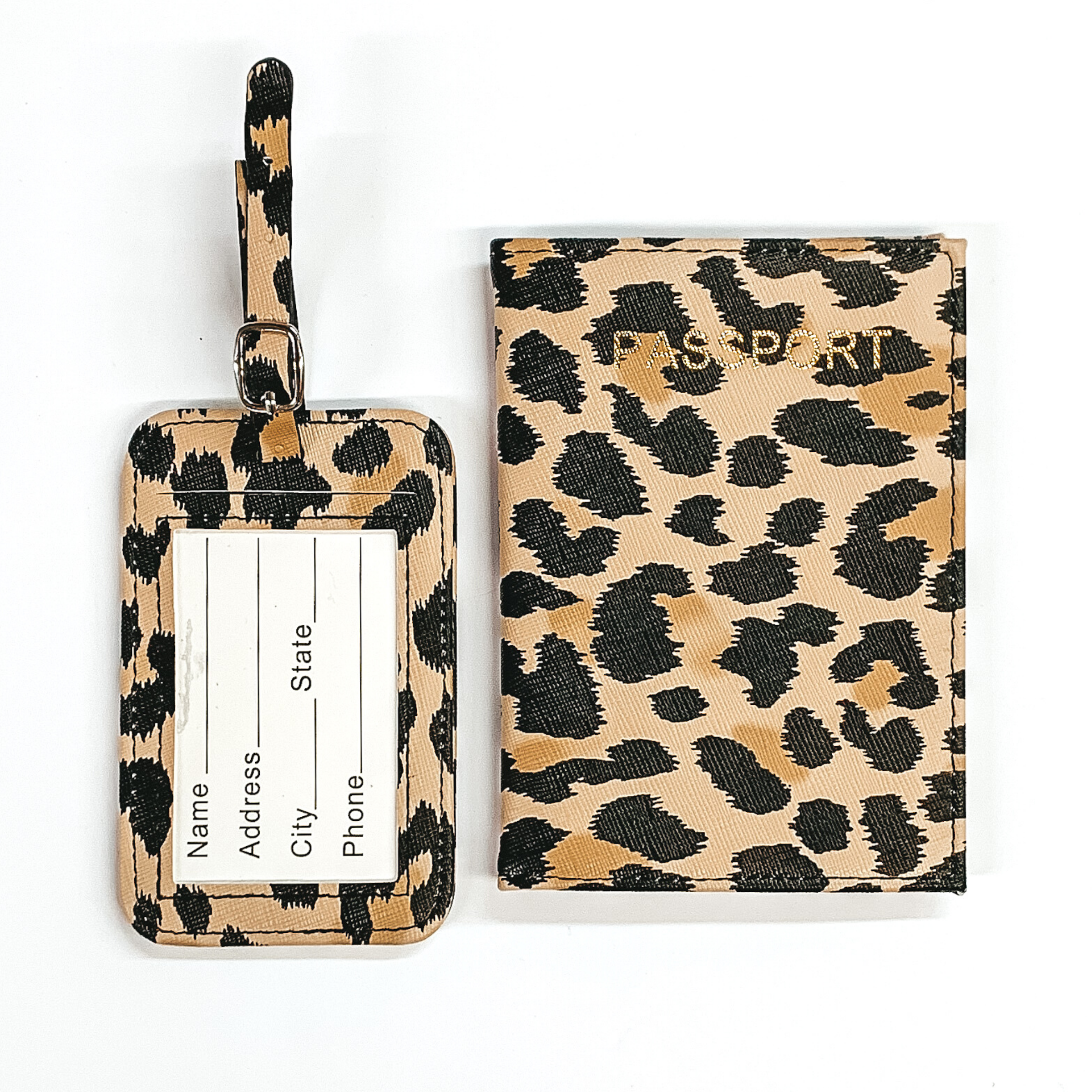 Leopard Print Passport and Luggage Tag Set - Giddy Up Glamour Boutique