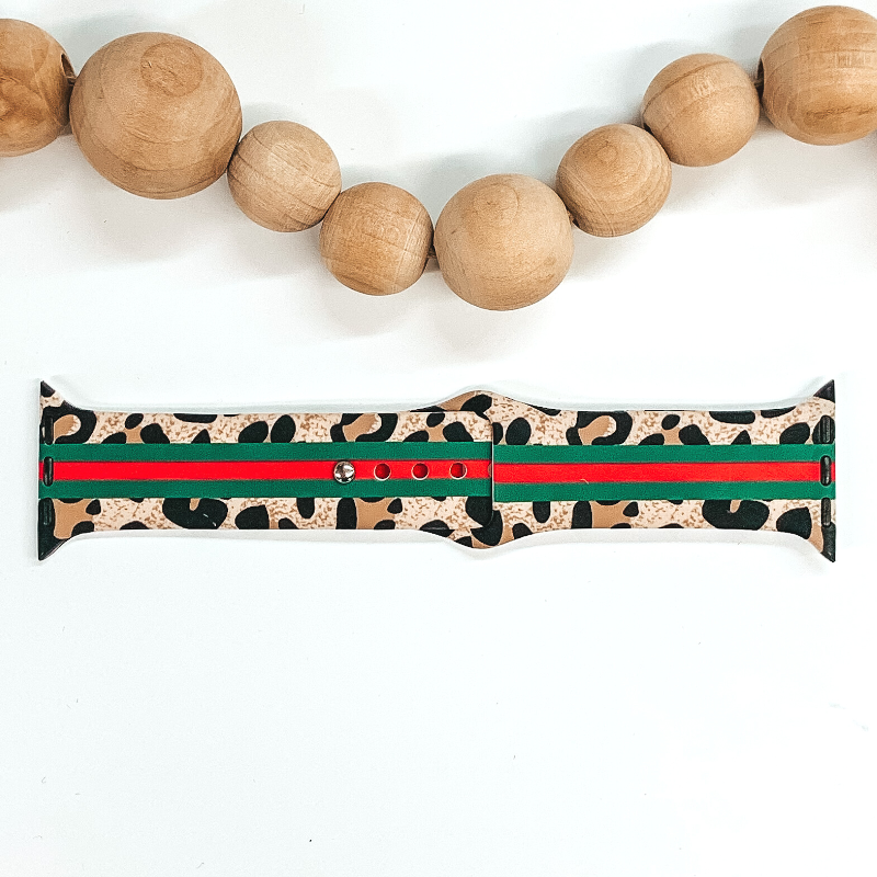 Smart Watch Band in Light Leopard, Green and Red - Giddy Up Glamour Boutique