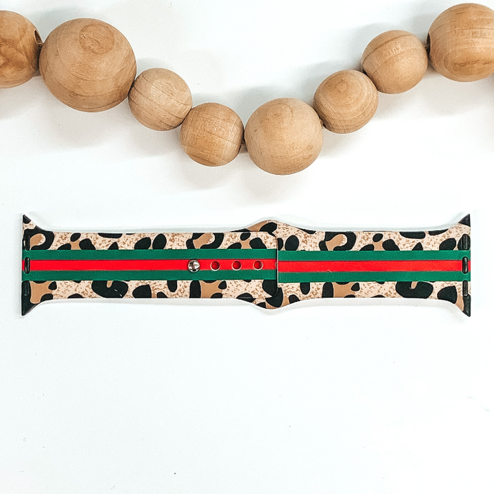 Smart Watch Band in Light Leopard, Green and Red - Giddy Up Glamour Boutique