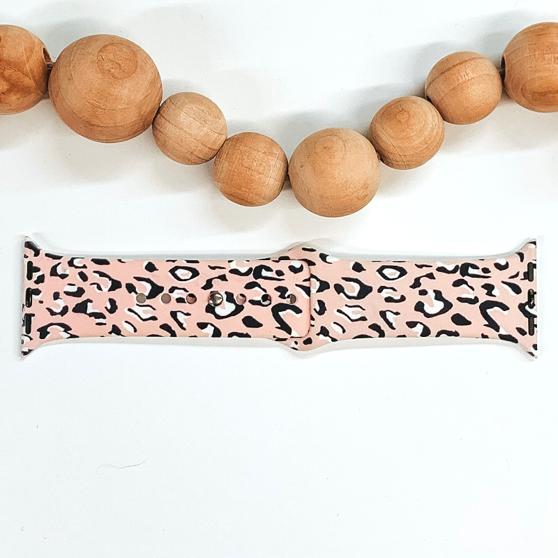 Smart Watch Band in Blush Pink with Leopard Print Design - Giddy Up Glamour Boutique