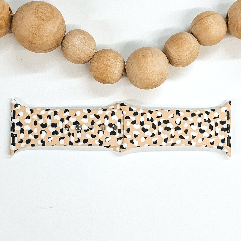 Smart Watch Band in Beige with Black/White Dotted Design - Giddy Up Glamour Boutique