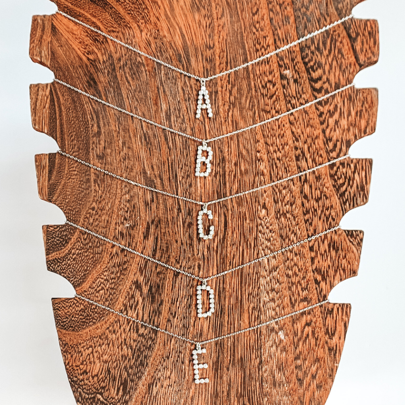 CZ Crystal Initial Necklaces in Silver - Giddy Up Glamour Boutique