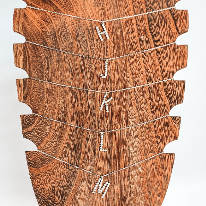 CZ Crystal Initial Necklaces in Silver - Giddy Up Glamour Boutique