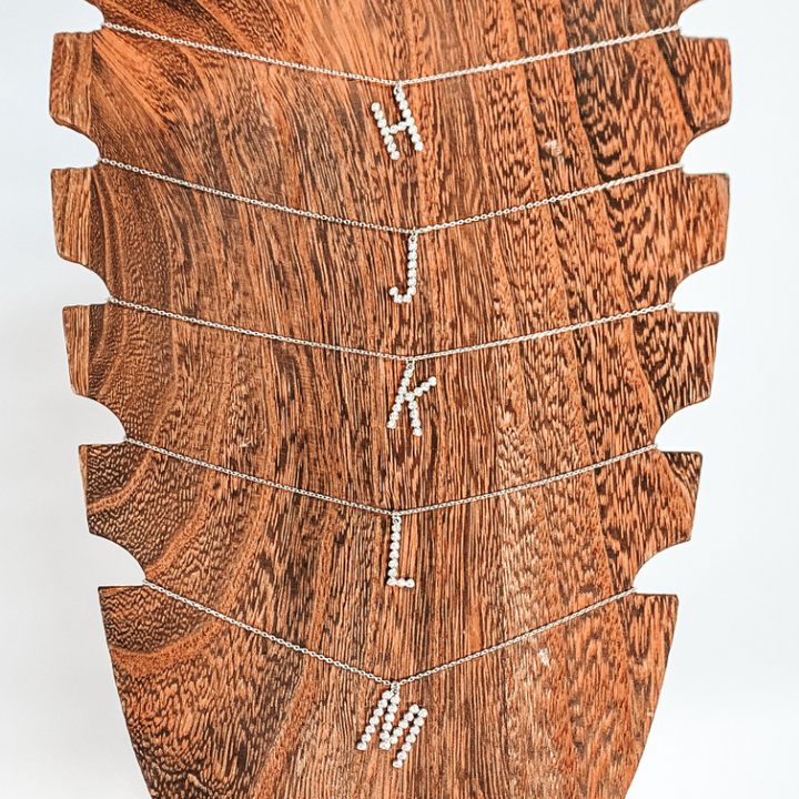 CZ Crystal Initial Necklaces in Silver - Giddy Up Glamour Boutique