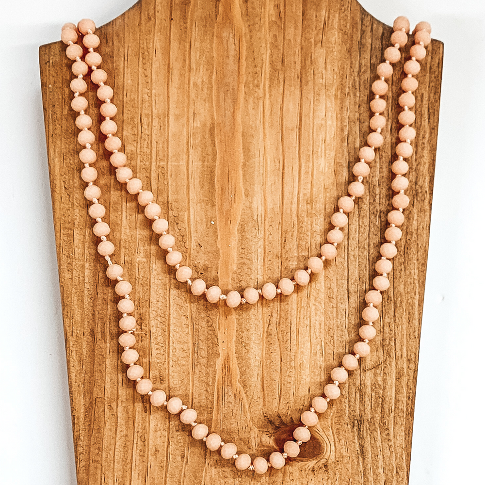 60 Inch Crystal Strand Necklace in Matte Blush - Giddy Up Glamour Boutique