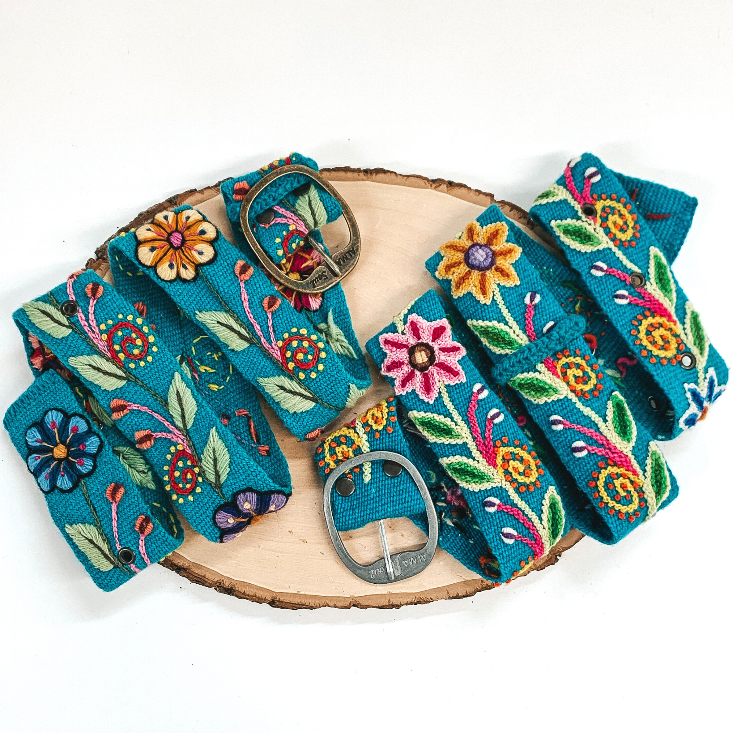 One of a Kind Flower Belt in Turquoise - Giddy Up Glamour Boutique