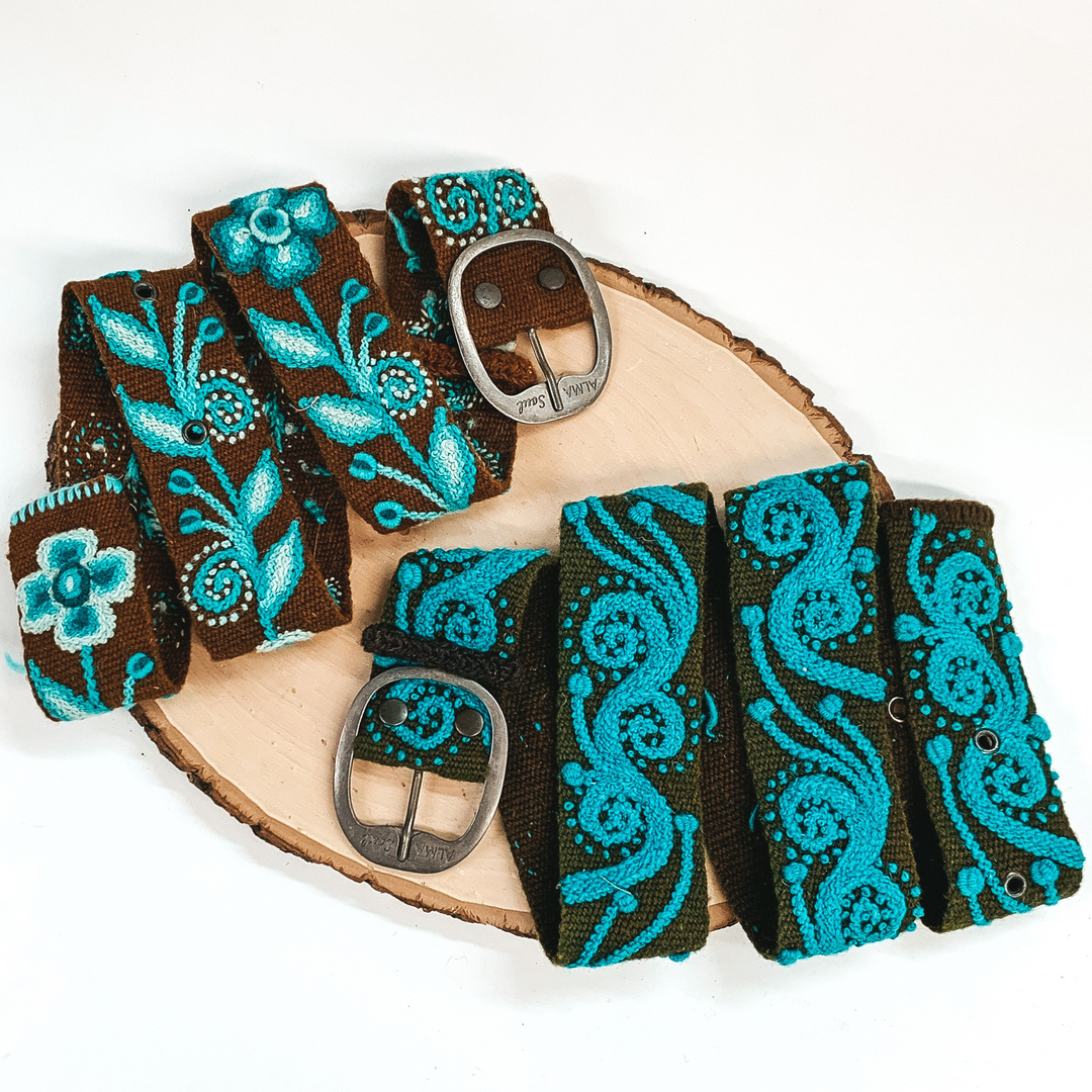 One of a Kind Flower Belt in Light Brown and Dark Brown - Giddy Up Glamour Boutique