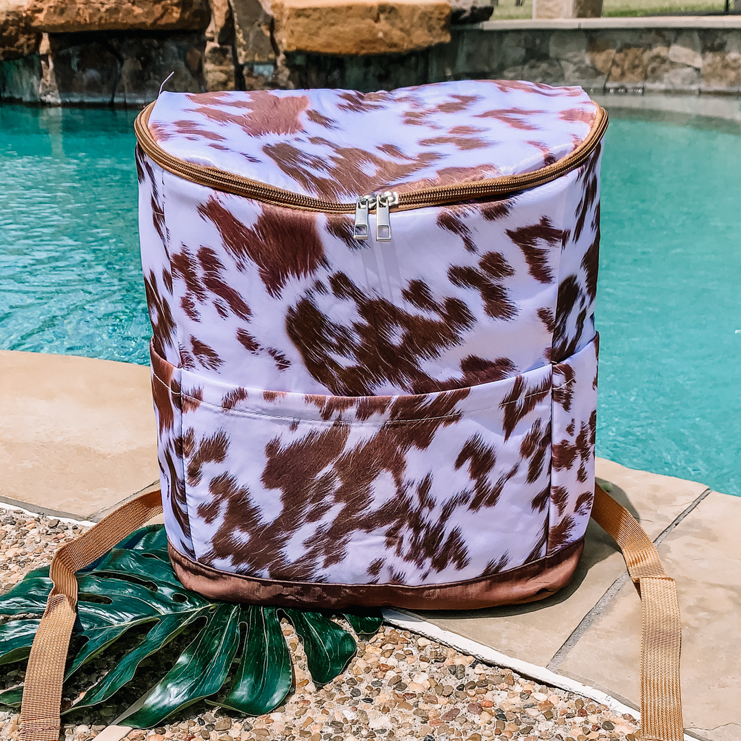 Here To Party Backpack Cooler in Cow Print - Giddy Up Glamour Boutique