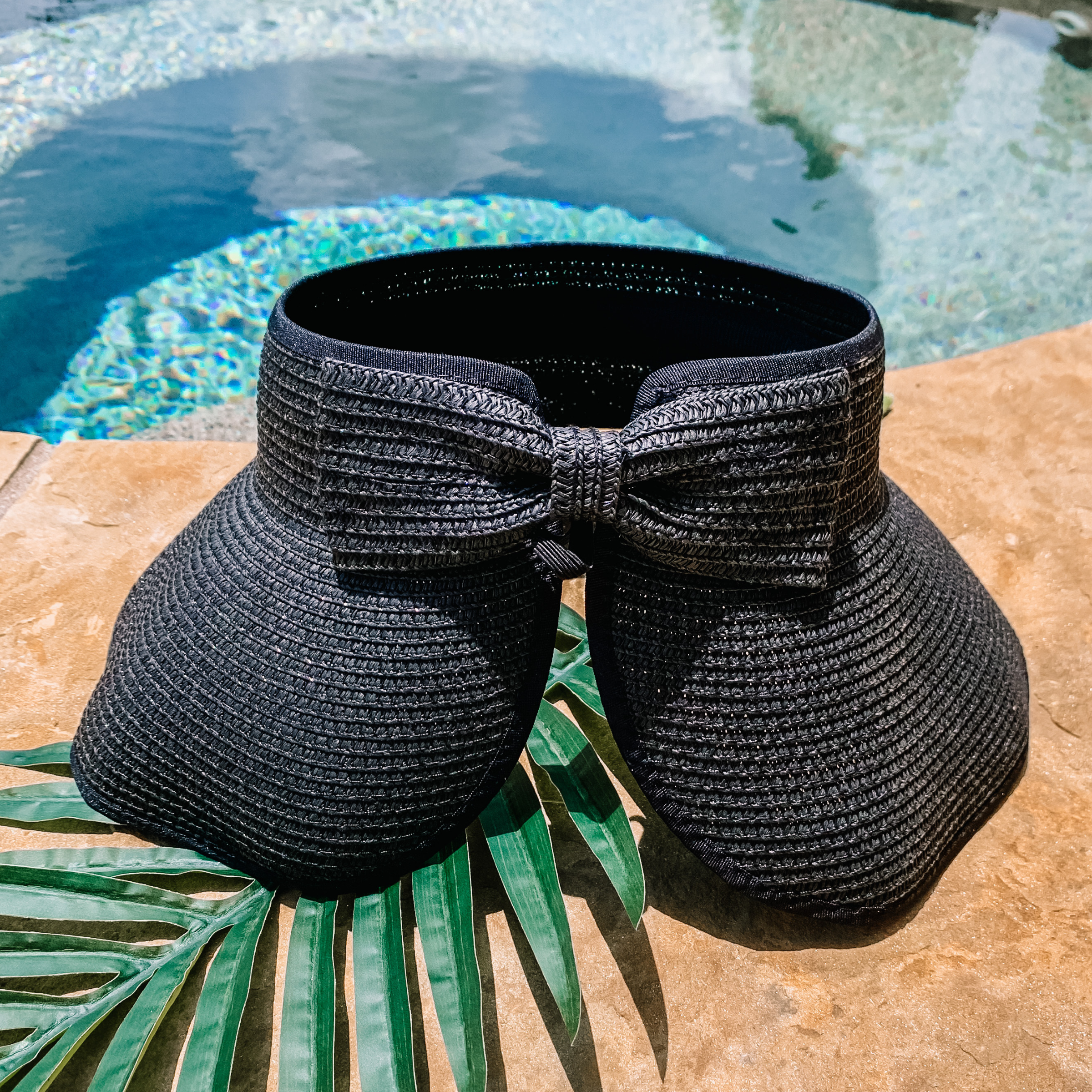 Poolside Chic Velcro Sun Visor in Black - Giddy Up Glamour Boutique