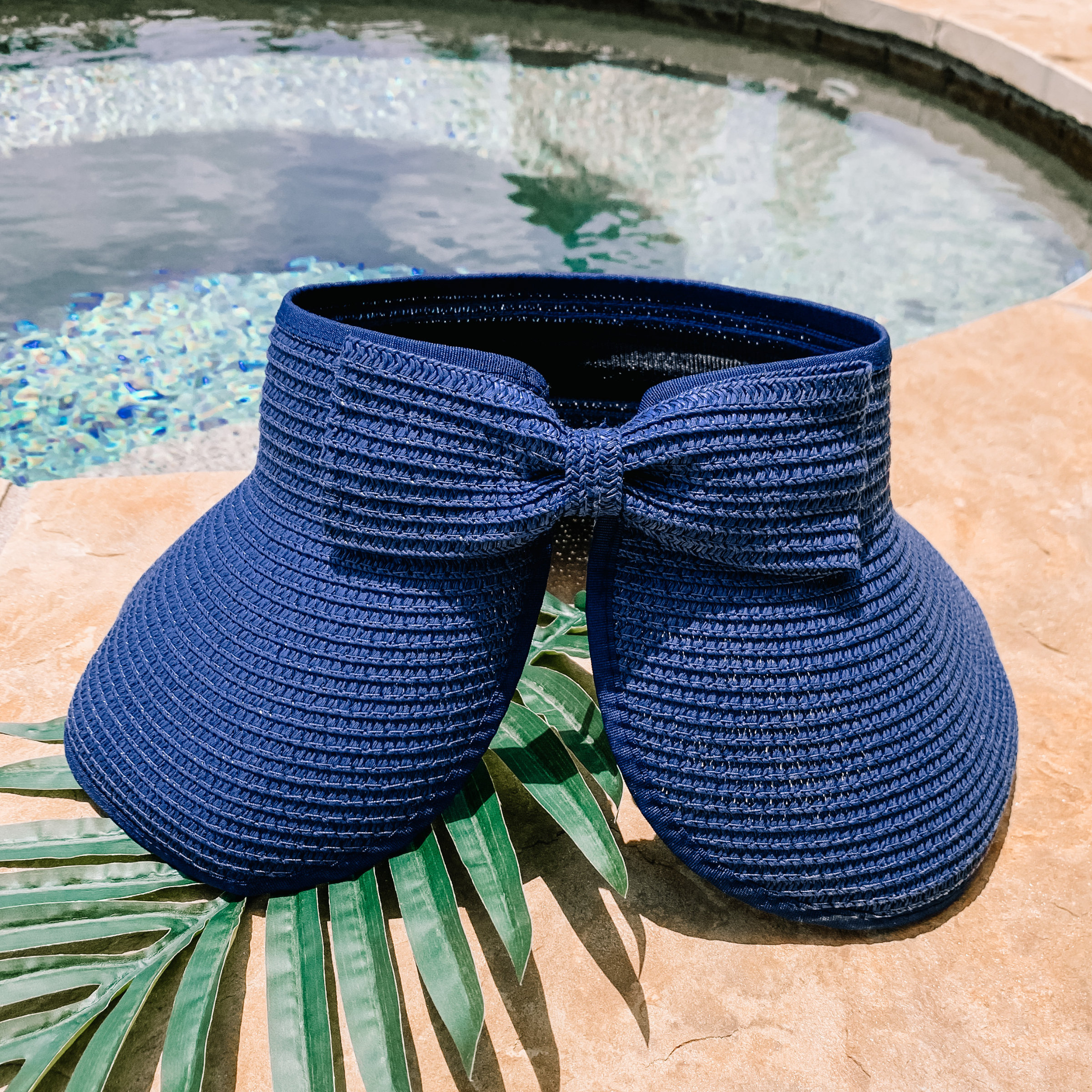 Poolside Chic Velcro Sun Visor in Navy Blue - Giddy Up Glamour Boutique