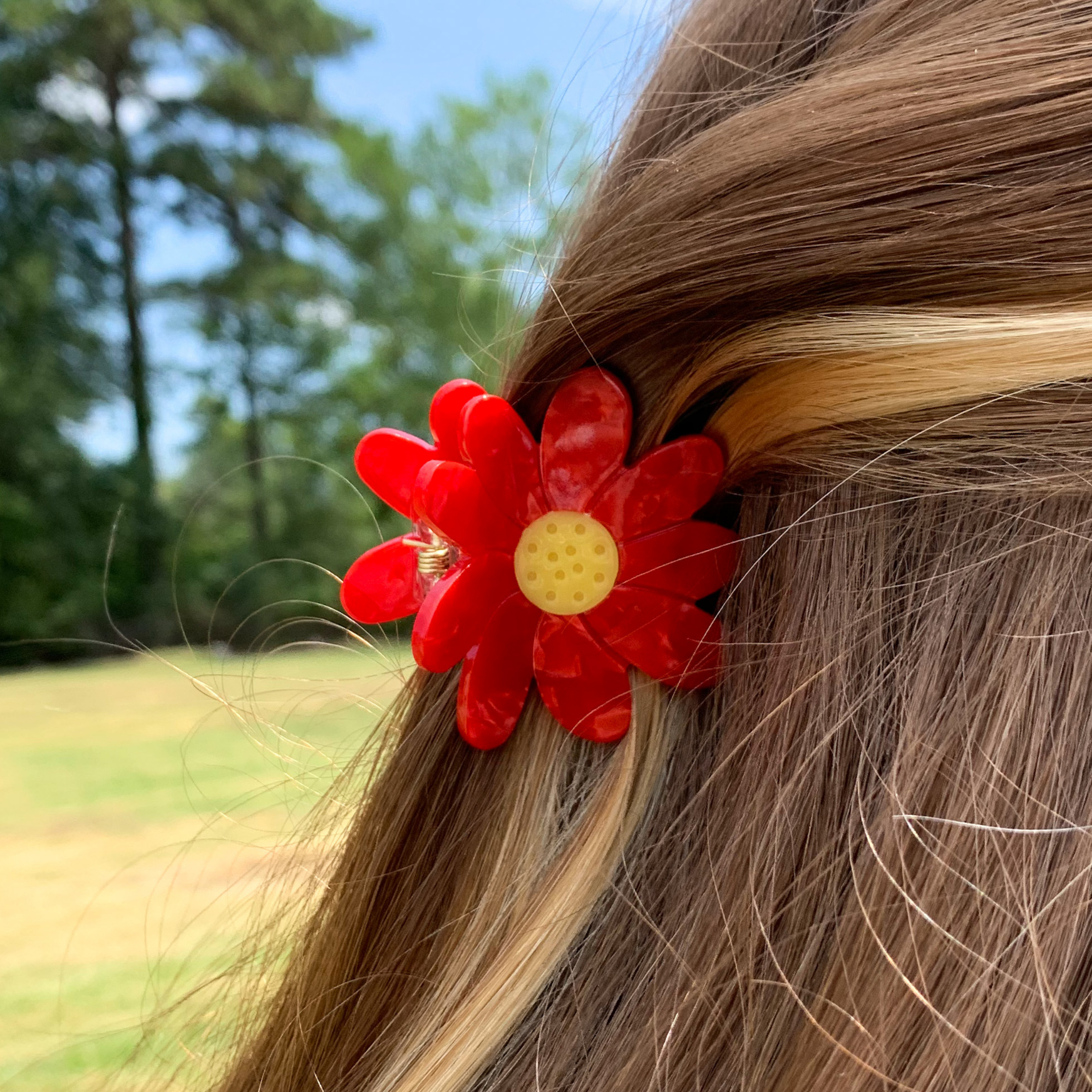 Flower Hair Clip in Red - Giddy Up Glamour Boutique