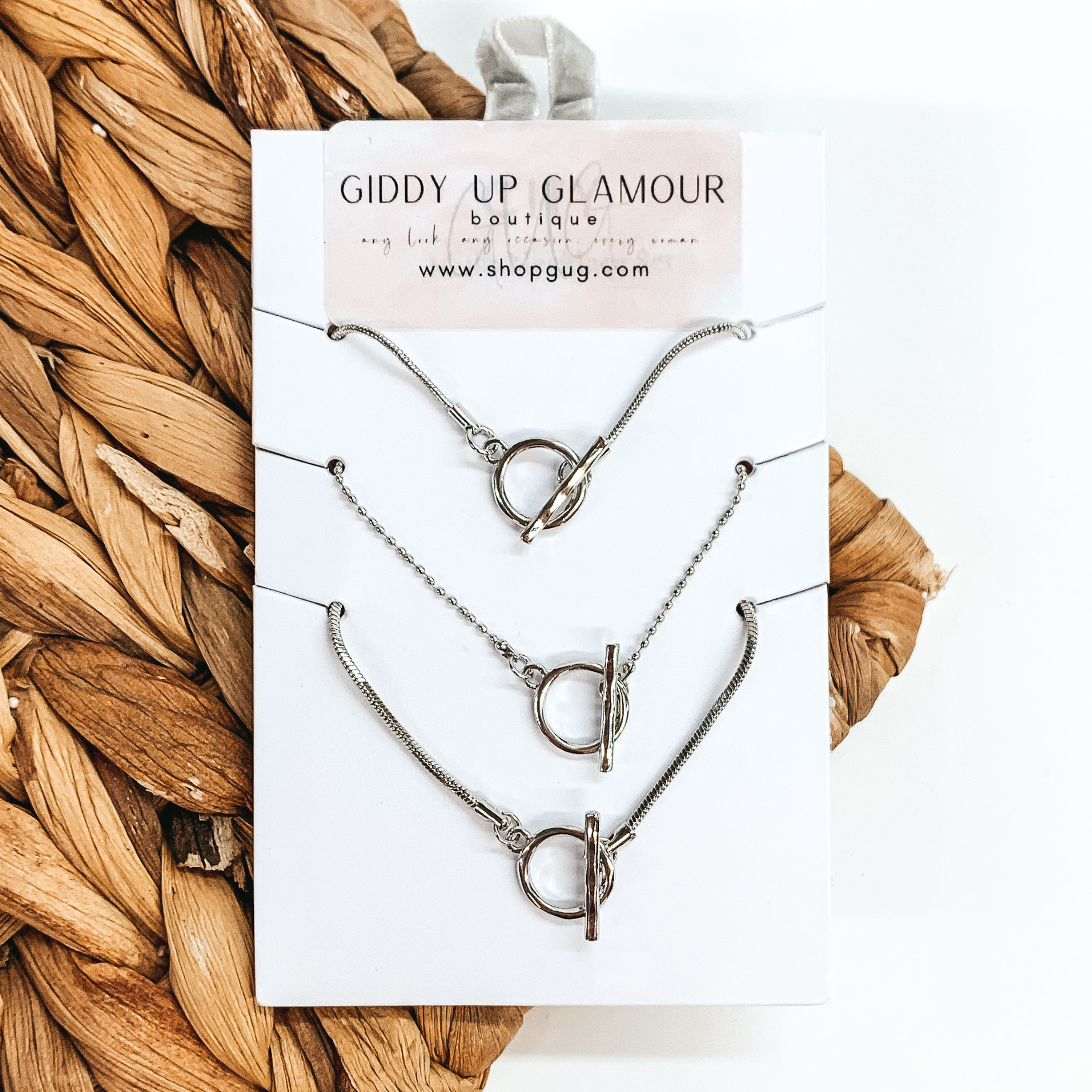 Set of Three | Silver Necklace Set with Toggle Clasps - Giddy Up Glamour Boutique
