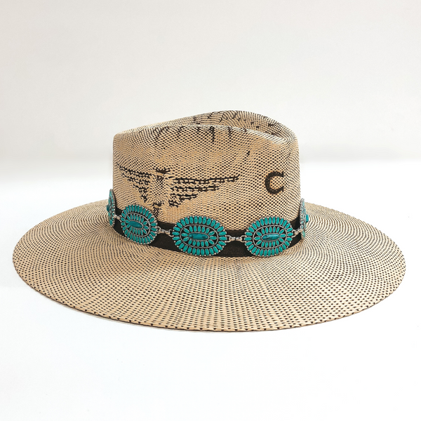 Oval Concho Hat Band with Faux Turquoise Stones