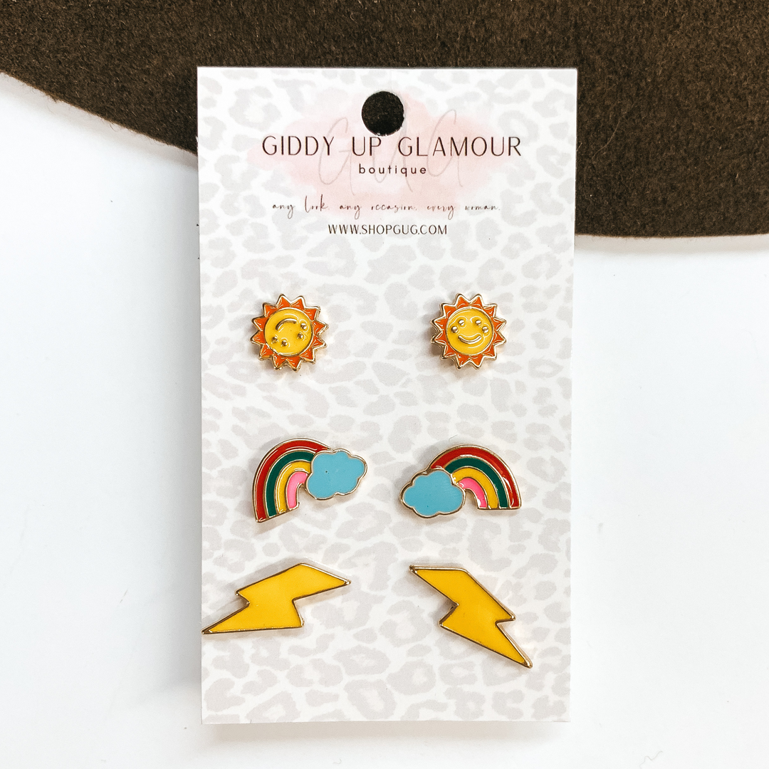 Happy Face Stud Earring Set in Multicolor - Giddy Up Glamour Boutique