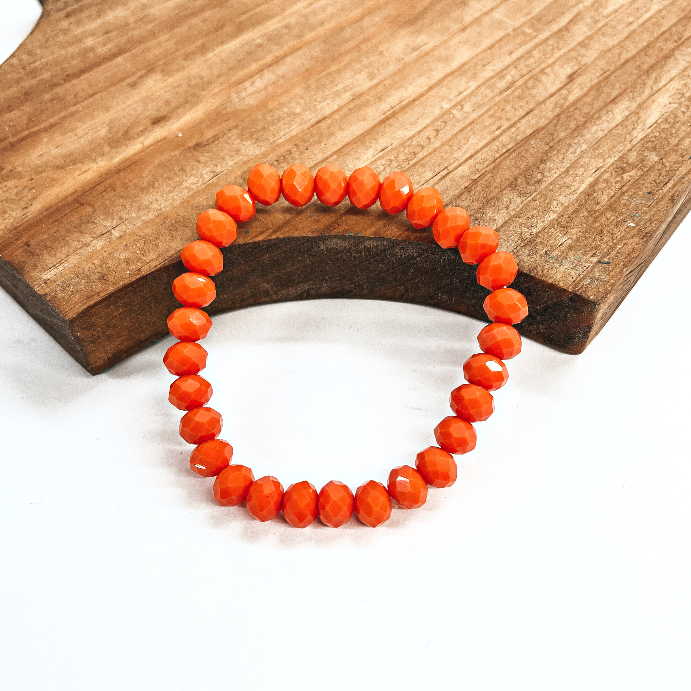 Buy 3 for $10 | Crystal Beaded Stacker Bracelet in Tangerine - Giddy Up Glamour Boutique