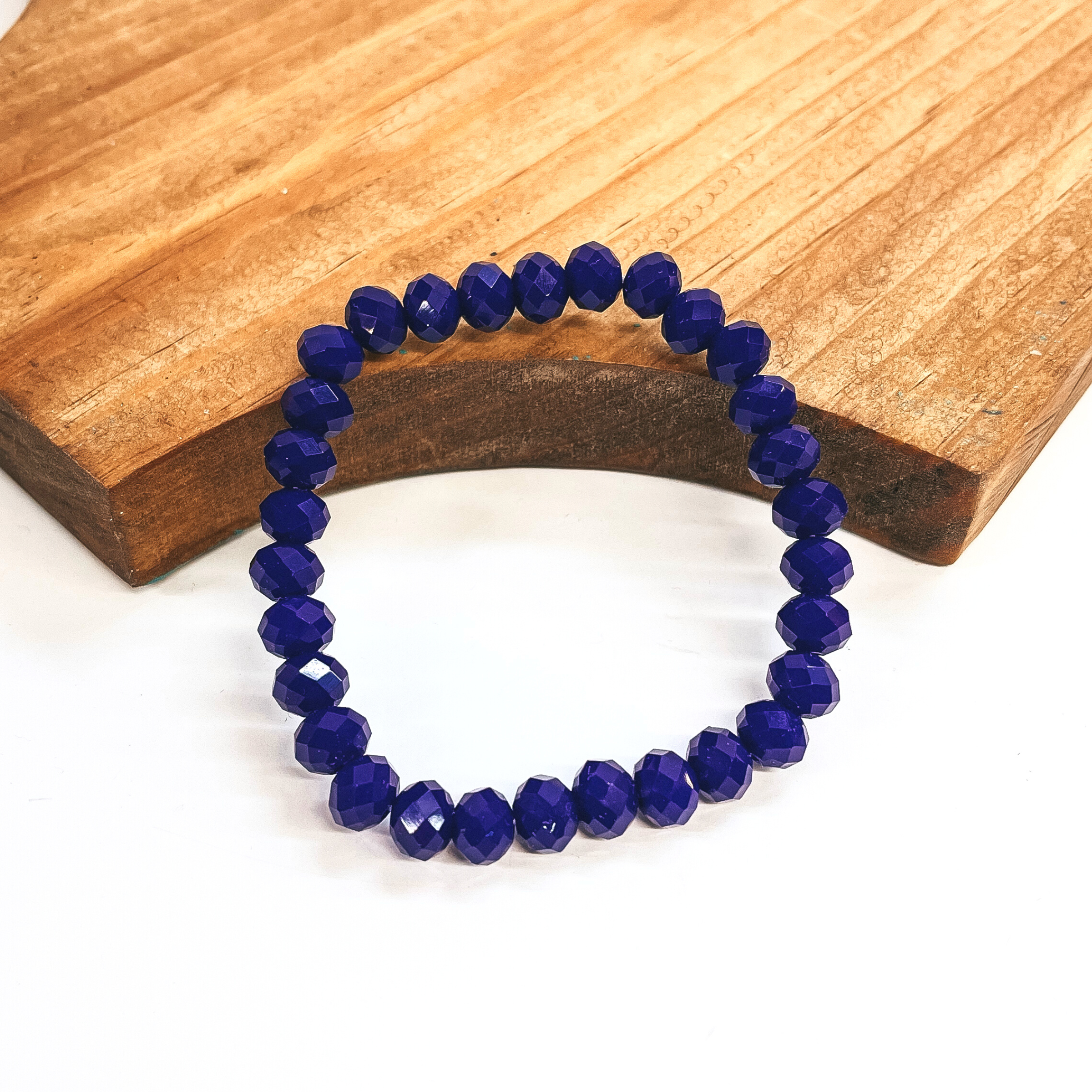 Buy 3 for $10 | Crystal Beaded Stacker Bracelet in Royal Blue - Giddy Up Glamour Boutique