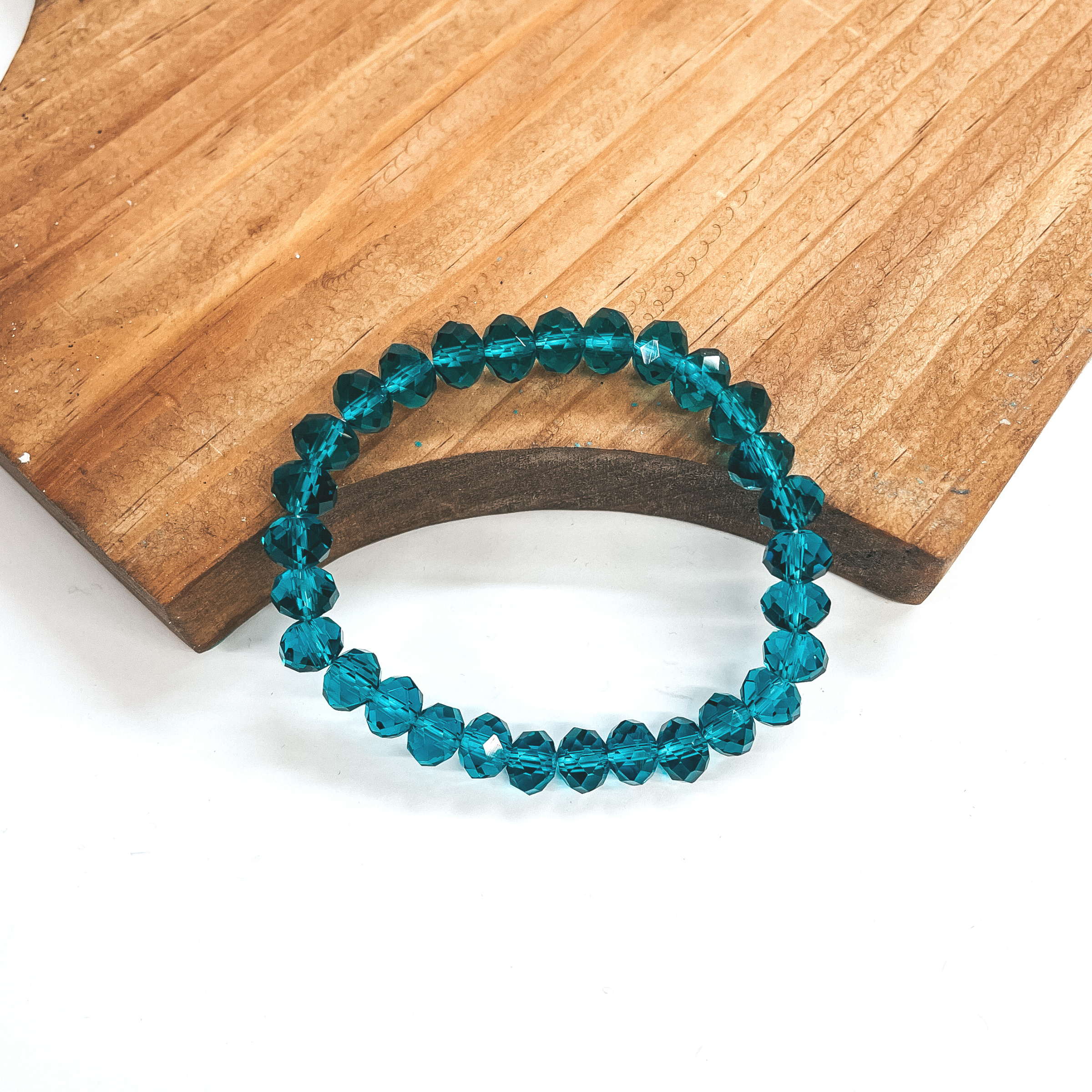 Buy 3 for $10 | Crystal Beaded Stacker Bracelet in Clear Turquoise - Giddy Up Glamour Boutique