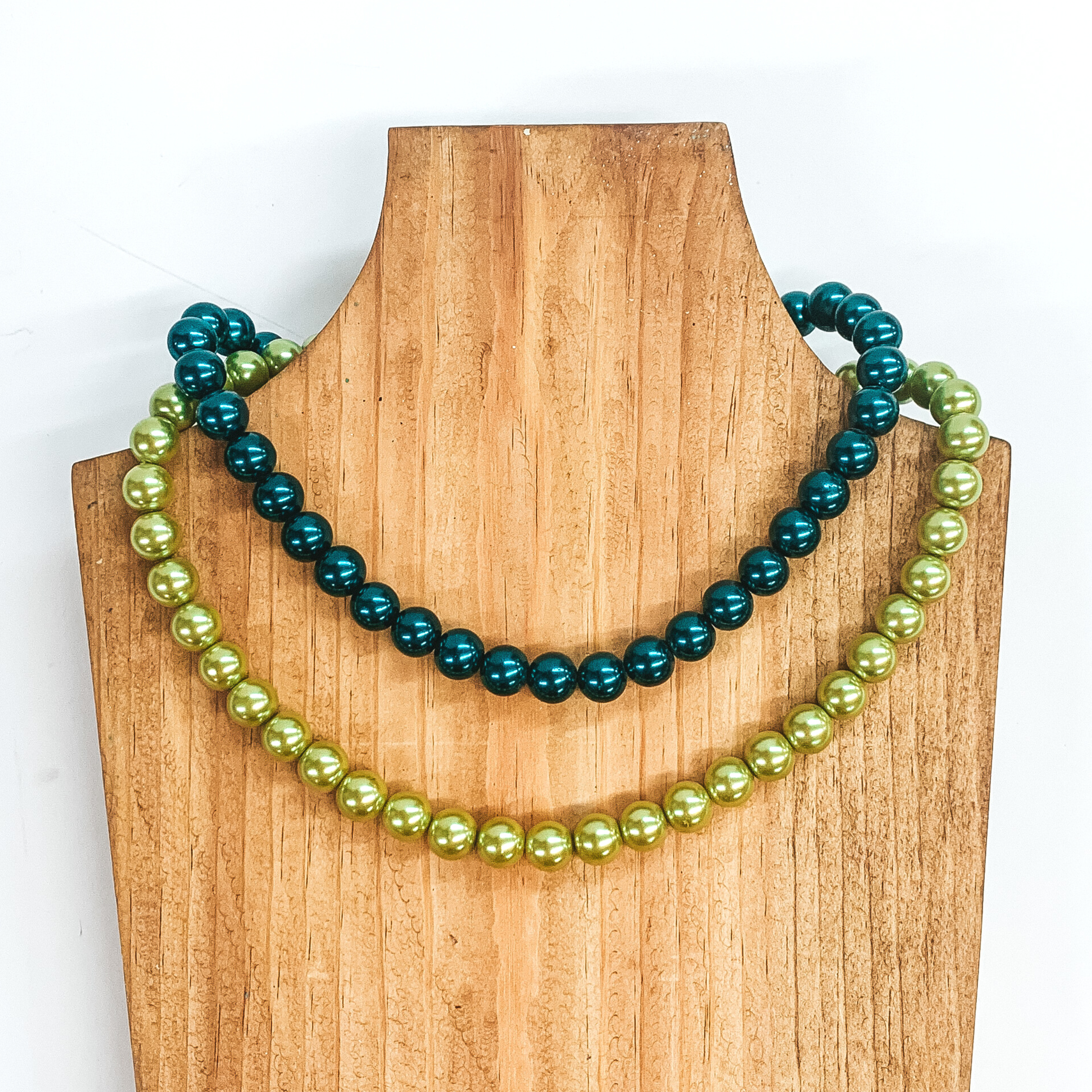 GUG Handmade Pearl Beaded Necklaces in Green and Teal - Giddy Up Glamour Boutique