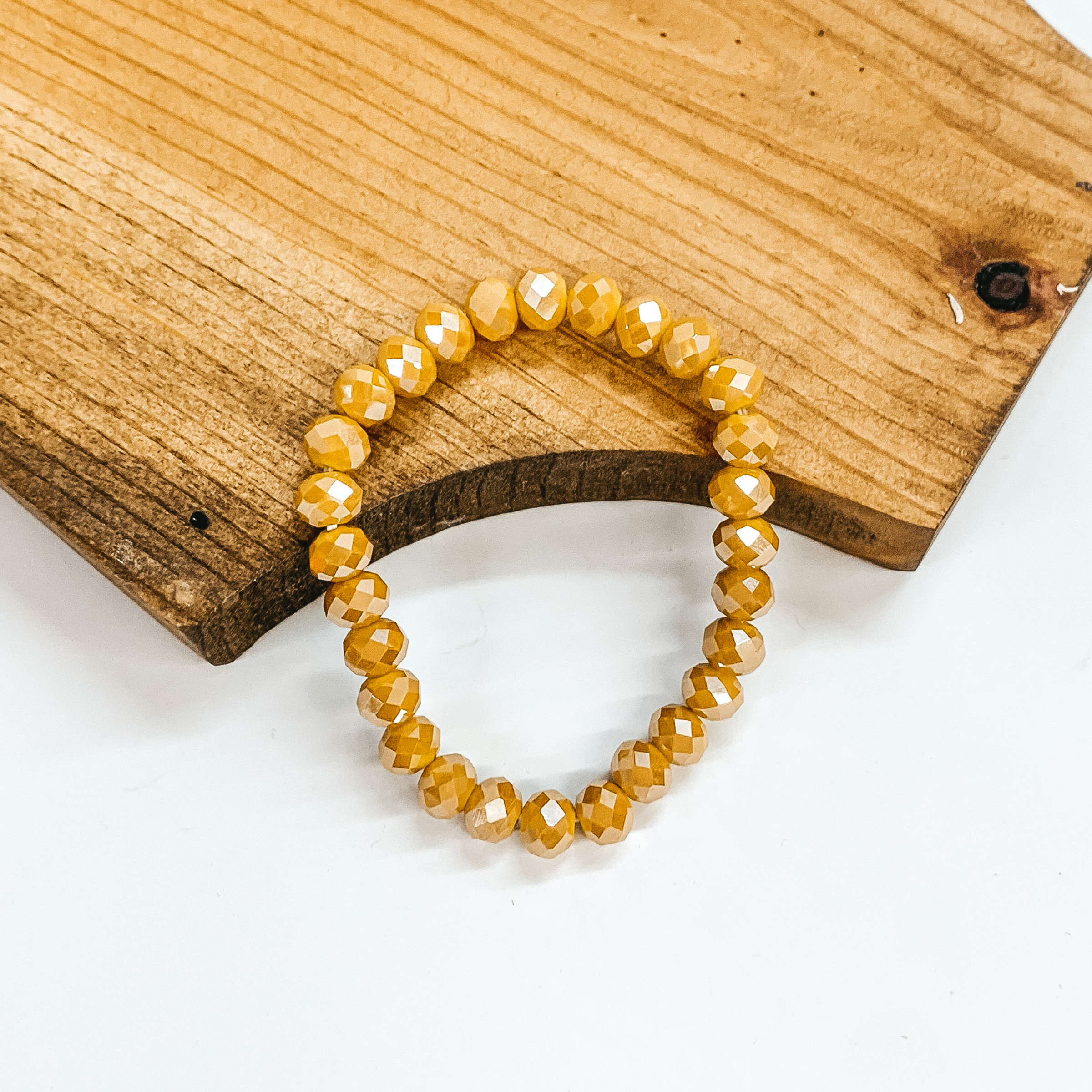 Buy 3 for $10 | Crystal Beaded Stacker Bracelet in Golden Yellow - Giddy Up Glamour Boutique