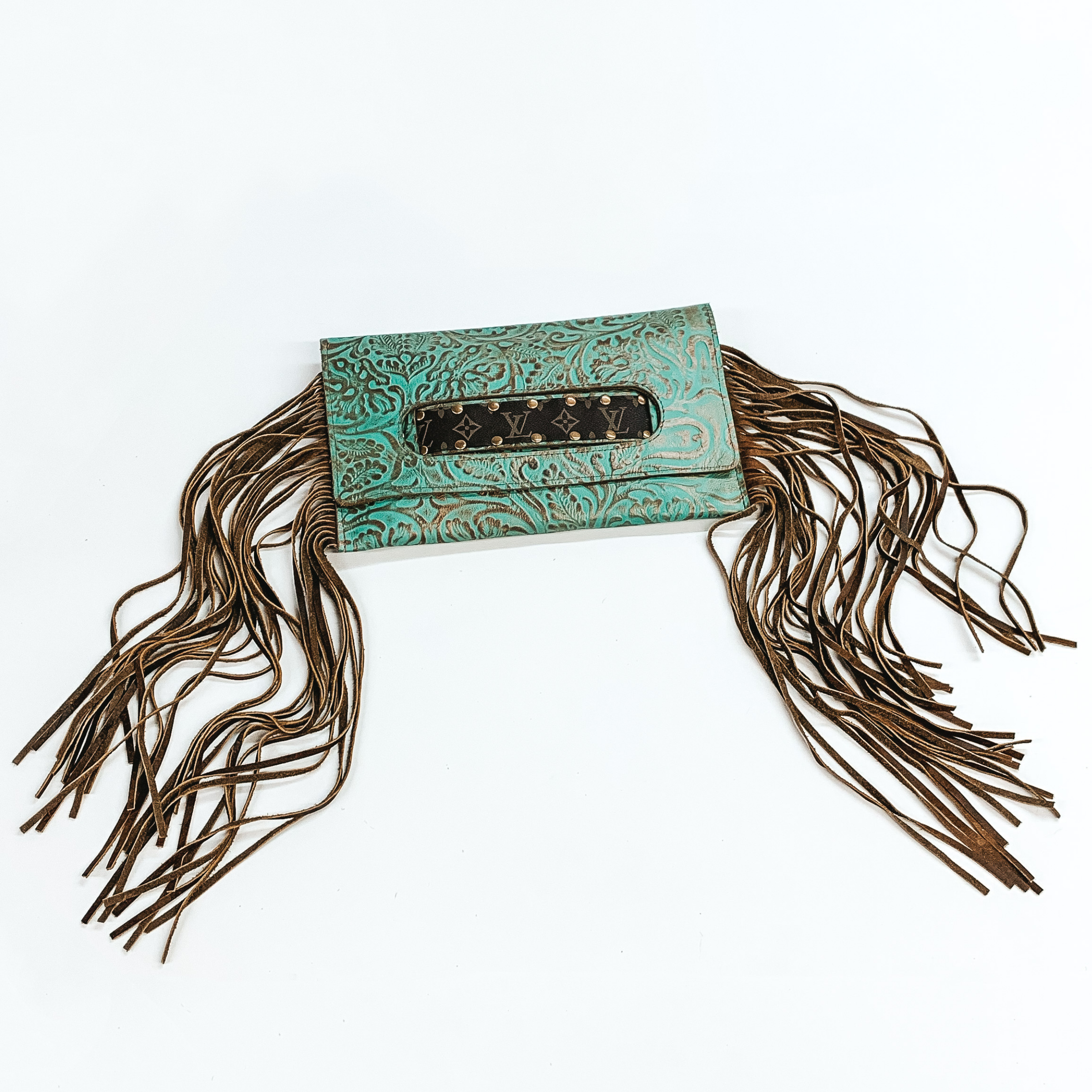Keep It Gypsy | Sloan Turquoise Clutch with Genuine Leather Fringe - Giddy Up Glamour Boutique
