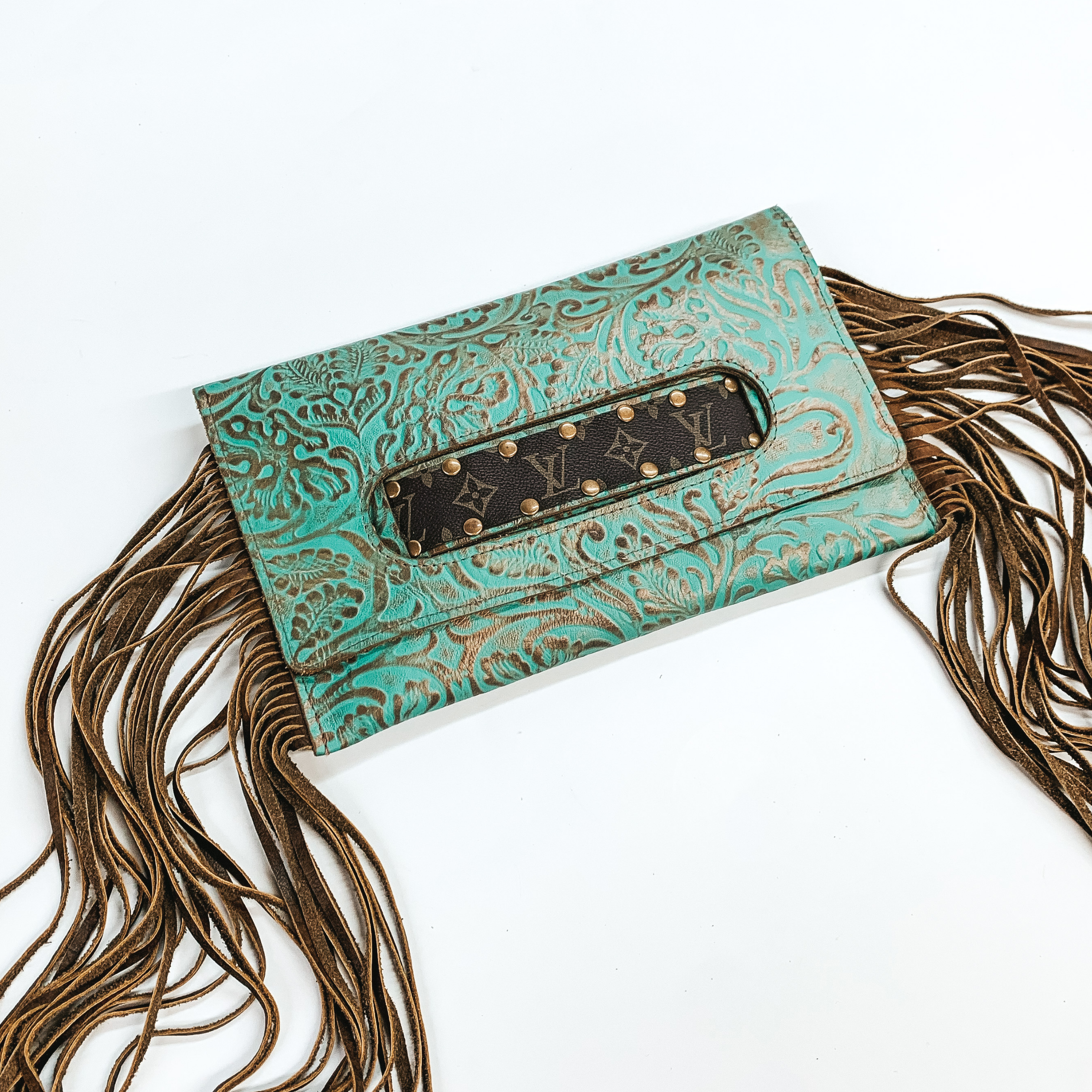 Keep It Gypsy Wallet Clutch Turquoise Paisley Leather